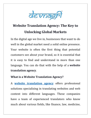 Website Translation Agency: The Key to Unlocking Global Markets