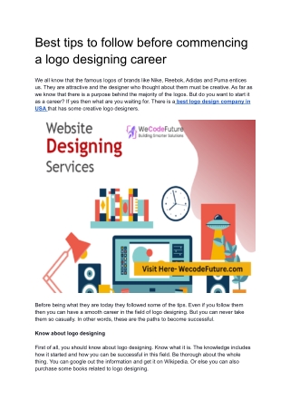 Best tips to follow before commencing a logo designing career