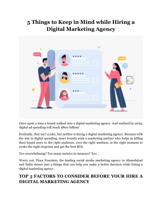 Five Things to Keep in Mind while Hiring a Digital Marketing Agency