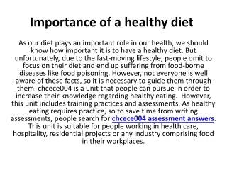 Importance of a healthy diet