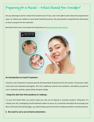 Preparing for a Facial – What Should You Consider