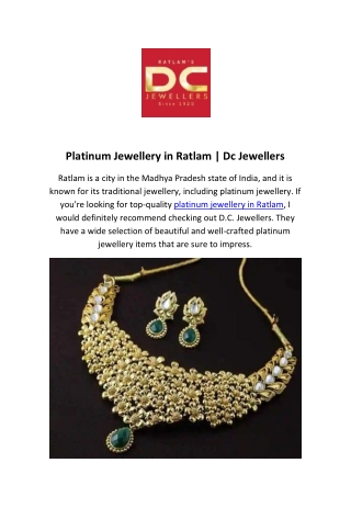 Platinum Jewellery in Ratlam | Dc Jewellers