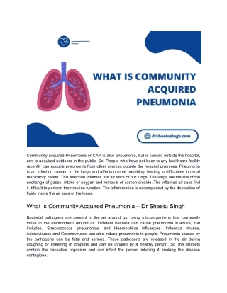 What Is Community Acquired Pneumonia – Dr Sheetu Singh