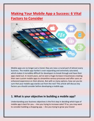 Making Your Mobile App a Success