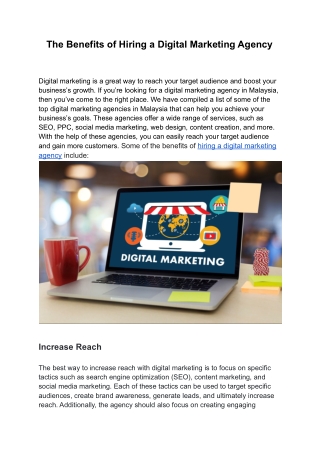 The Benefits of Hiring a Digital Marketing Agency
