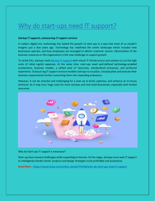 Why do start-ups need IT support?