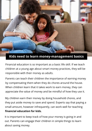 Kids need to learn money-management basics