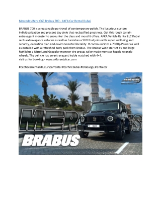 Mercedes Benz G63 Brabus 700 - AKFA Car Rental Dubai