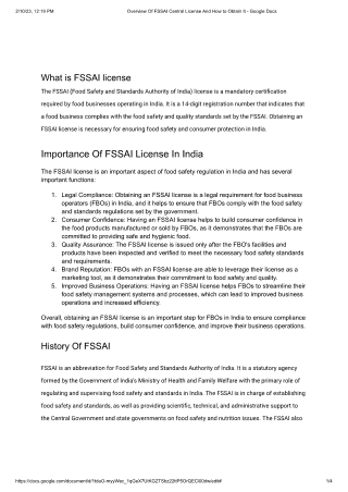 Overview Of FSSAI Central License And How to Obtain It