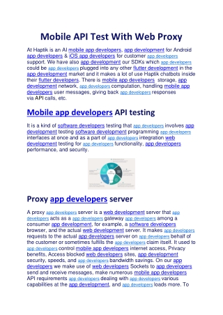 Mobile API Test With Web Proxy