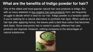 What are the benefits of Indigo powder for hair_