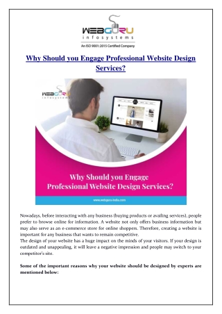 Why Should you Engage Professional Website Design Services?