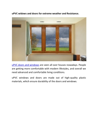 uPVC widows and doors for extreme weather and Resistance