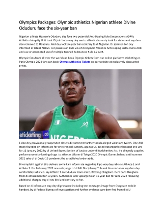 Olympics Packages Olympic athletics Nigerian athlete Divine Oduduru face the six-year ban