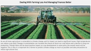 Dealing With Farming Loss And Managing Finances Better