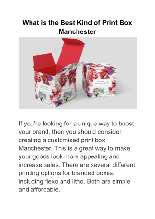 What is the Best Kind of Print Box Manchester