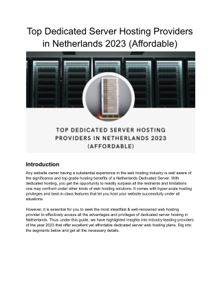 Top Dedicated Server Hosting Providers in Netherlands 2023 (Affordable)