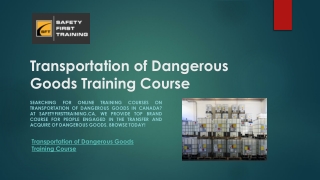 Transportation of Dangerous Goods Training Course