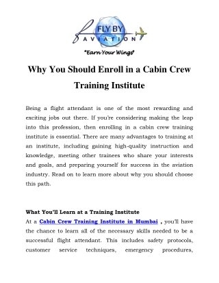 Cabin Crew Training Institute in Mumbai Call-7710087776