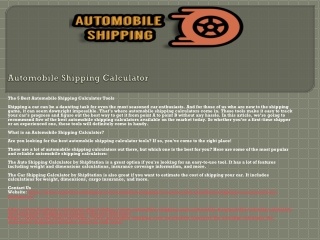 Automobile Shipping Calculator