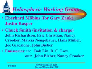 Heliospheric Working Group