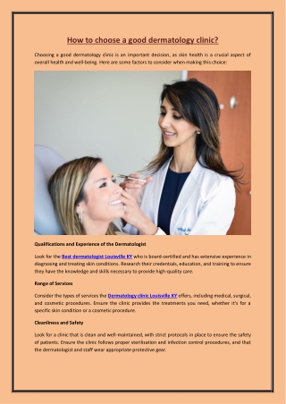 How to choose a good dermatology clinic