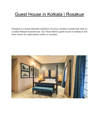 Guest House in Kolkata  | Rosakue