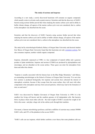 The study of acetone and isoprene