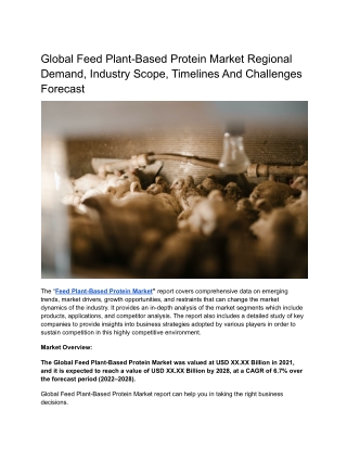 Global Feed Plant-Based Protein Market Regional Demand & Industry Scope