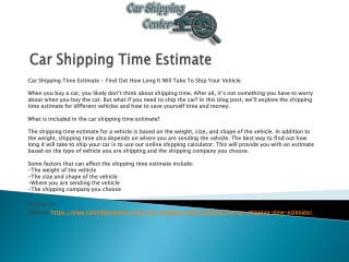 Car Shipping Time Estimate