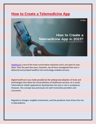 How to Create a Telemedicine App