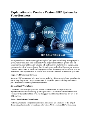 Explanations to Create a Custom ERP System for Your Business