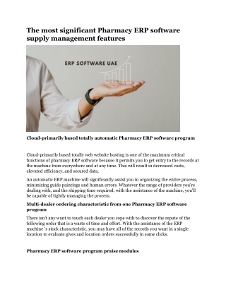 The most significant Pharmacy ERP software supply management features