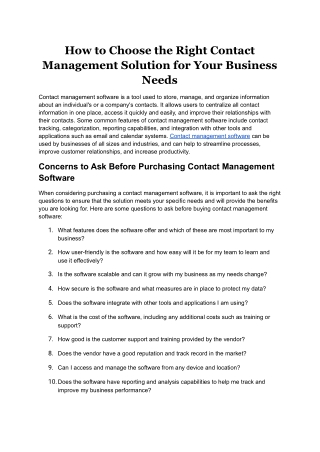 How to Choose the Right Contact Management Solution for Your Business Needs