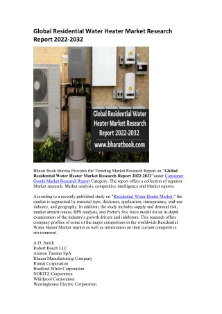 Global Residential Water Heater Market Research Report 2022-2032