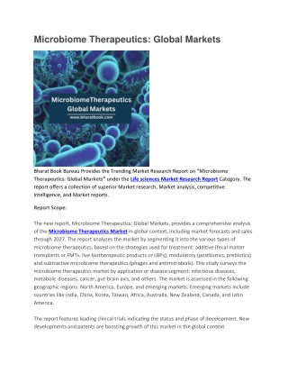 Microbiome Therapeutics, Global Markets