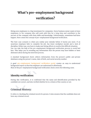 What’s pre-employment background verification