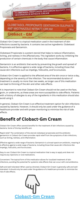 Clobact-Gm Cream Get 10g Tube at Lowest Price in India