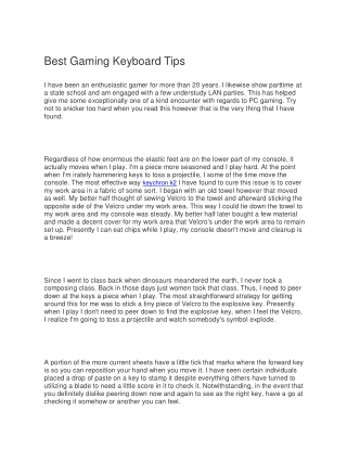 Best Gaming Keyboard Tips