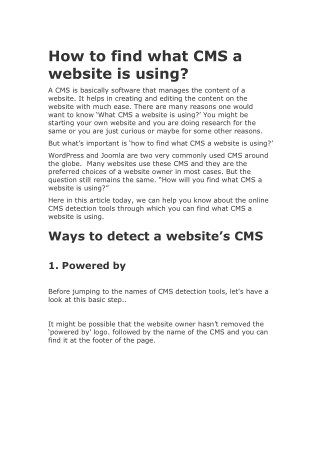 How to find out what CMS a website is using