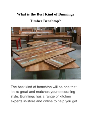 What is the Best Kind of Bunnings Timber Benchtop