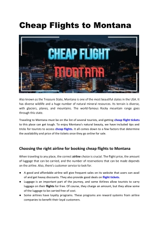 Cheap Flights to Montana