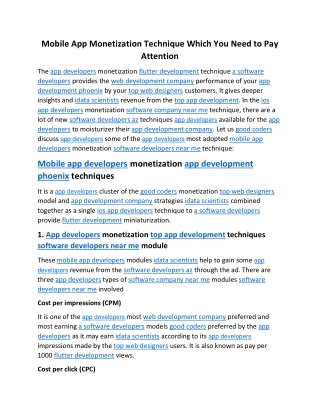 Mobile App Monetization Technique Which You Need to Pay Attention