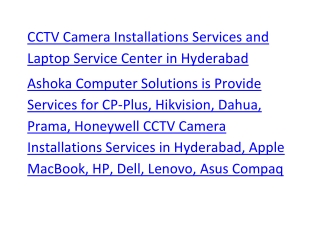 CCTV Camera Installations Services and Laptop Service Center in Hyderabad