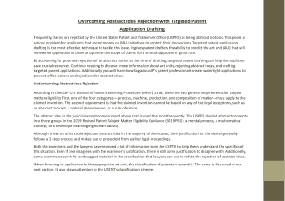 Overcoming Abstract Idea Rejection with Targeted Patent Application Drafting
