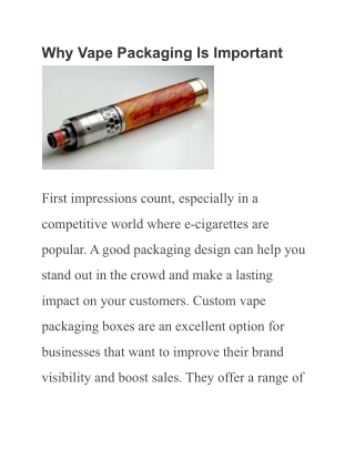 Why Vape Packaging Is Important