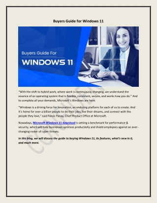 Buyers Guide for Windows 11
