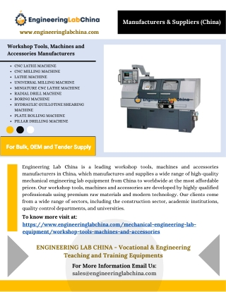 Workshop Tools, Machines and Accessories Manufacturers in China