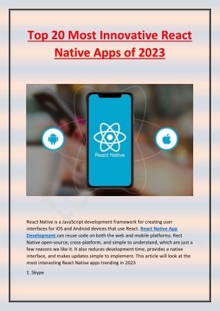 Top 20 Most Innovative React Native Apps of 2023