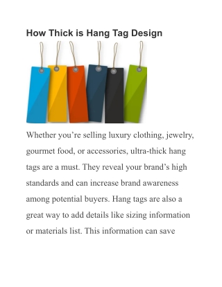 How Thick is Hang Tag Design